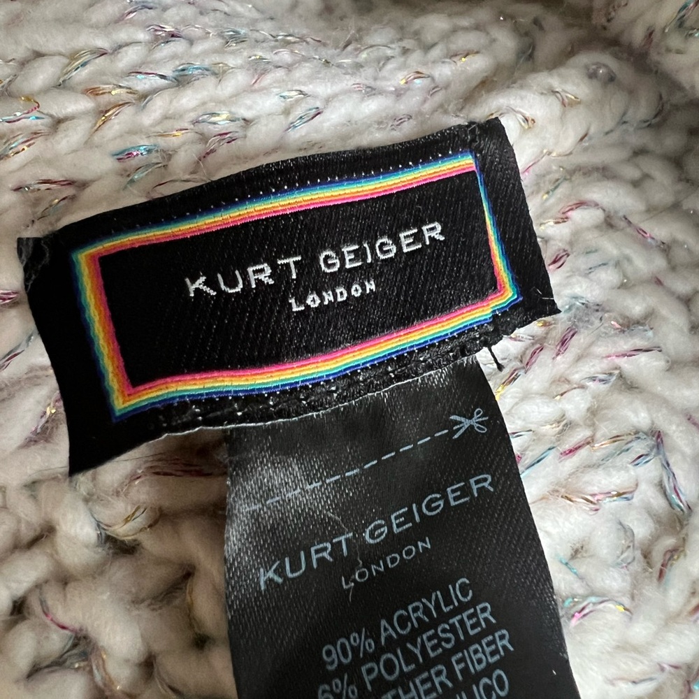 Kurt Geiger Cream Knit Hat with Multicolor Accents - Picture 4 of 8